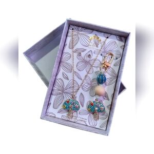 Colorful Mushroom Necklace and Keychain Gift Set For Women